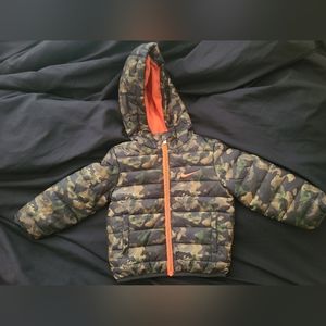 Baby Boy Nike Camo Puffer Coat with Hood